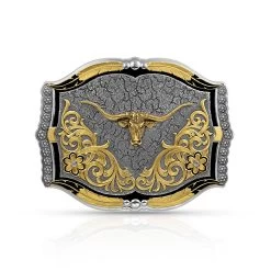 43810-771 Cracked Dirt Longhorn Buckle By Montana Silversmiths