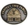 A909yel Yellowstone "Protect This Family" Belt Buckle By Montana Silversmiths