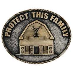 A909yel Yellowstone "Protect This Family" Belt Buckle By Montana Silversmiths