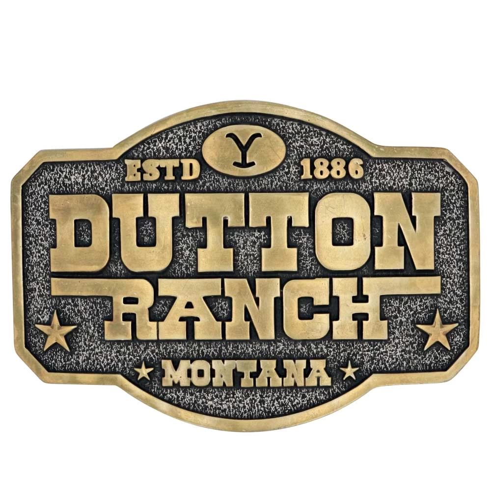 A910yel The Dutton Ranch Attitude Belt Buckle By Montana Silversmiths