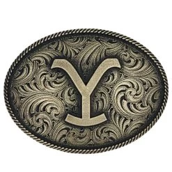 A913yel Yellowstone Filigree Oval Belt Buckle By Montana Silversmiths