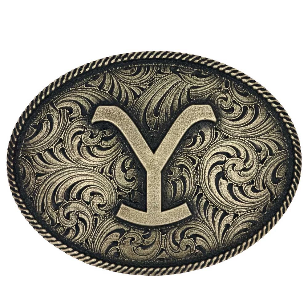 A913yel Yellowstone Filigree Oval Belt Buckle By Montana Silversmiths