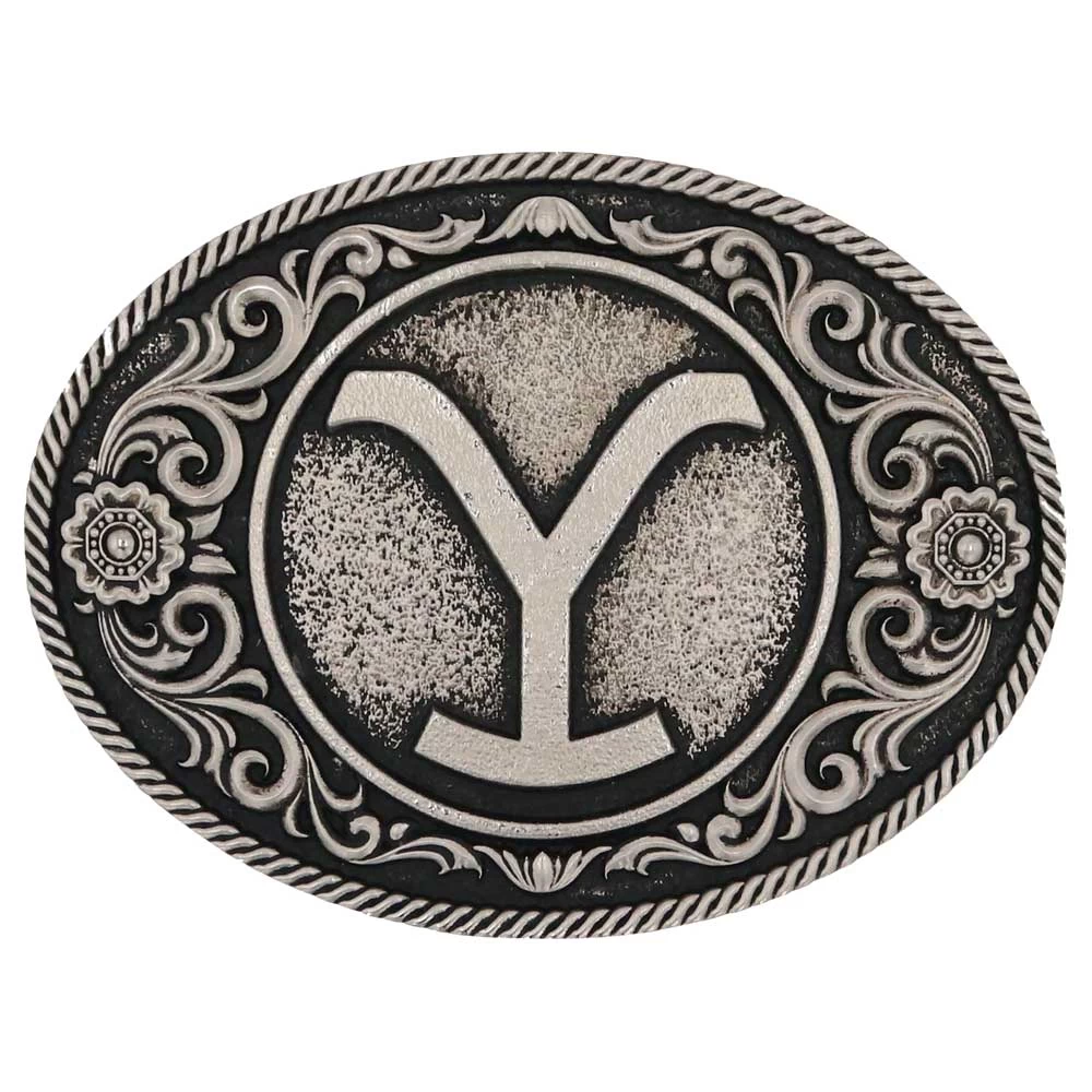 A914yel Yellowstone Y Floral Filigree Buckle By Montana Silversmiths