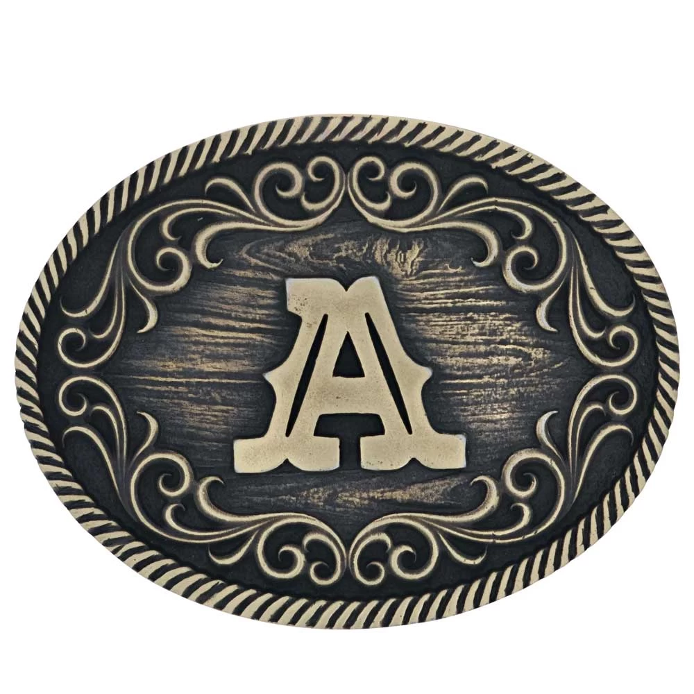 A915 Filigree Initial Attitude Buckle By Montana Silversmiths