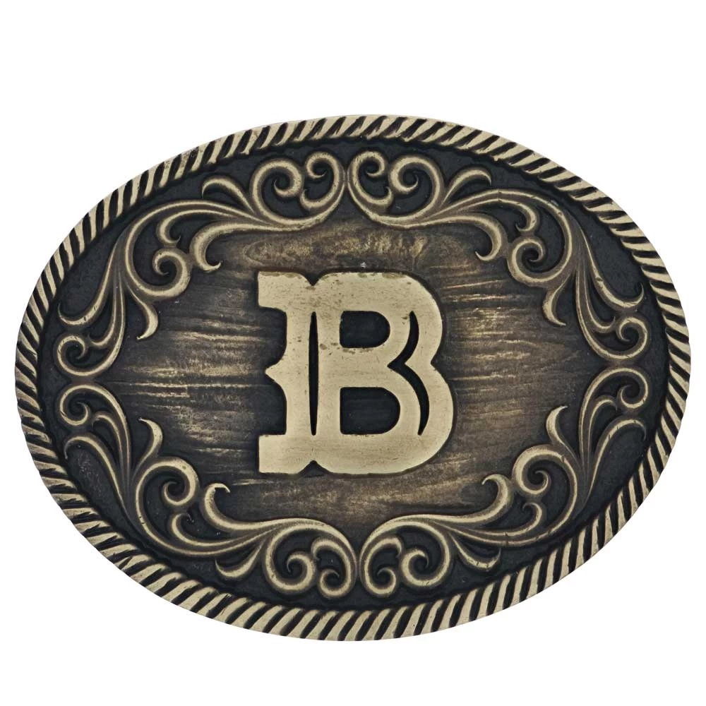 A915 Filigree Initial Attitude Buckle By Montana Silversmiths - Image 3