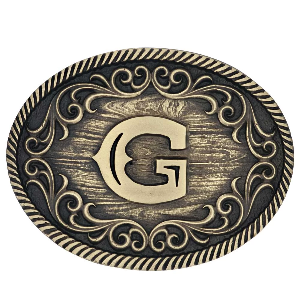 A915 Filigree Initial Attitude Buckle By Montana Silversmiths - Image 4