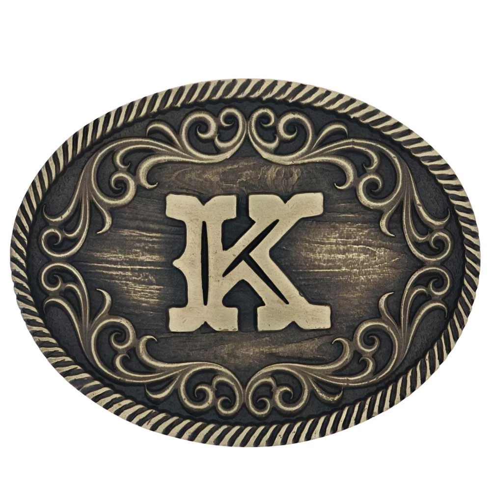 A915 Filigree Initial Attitude Buckle By Montana Silversmiths - Image 8