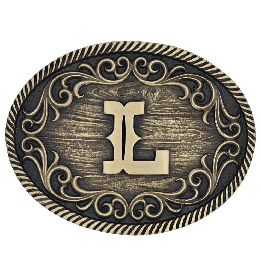 A915 Filigree Initial Attitude Buckle By Montana Silversmiths - Image 9