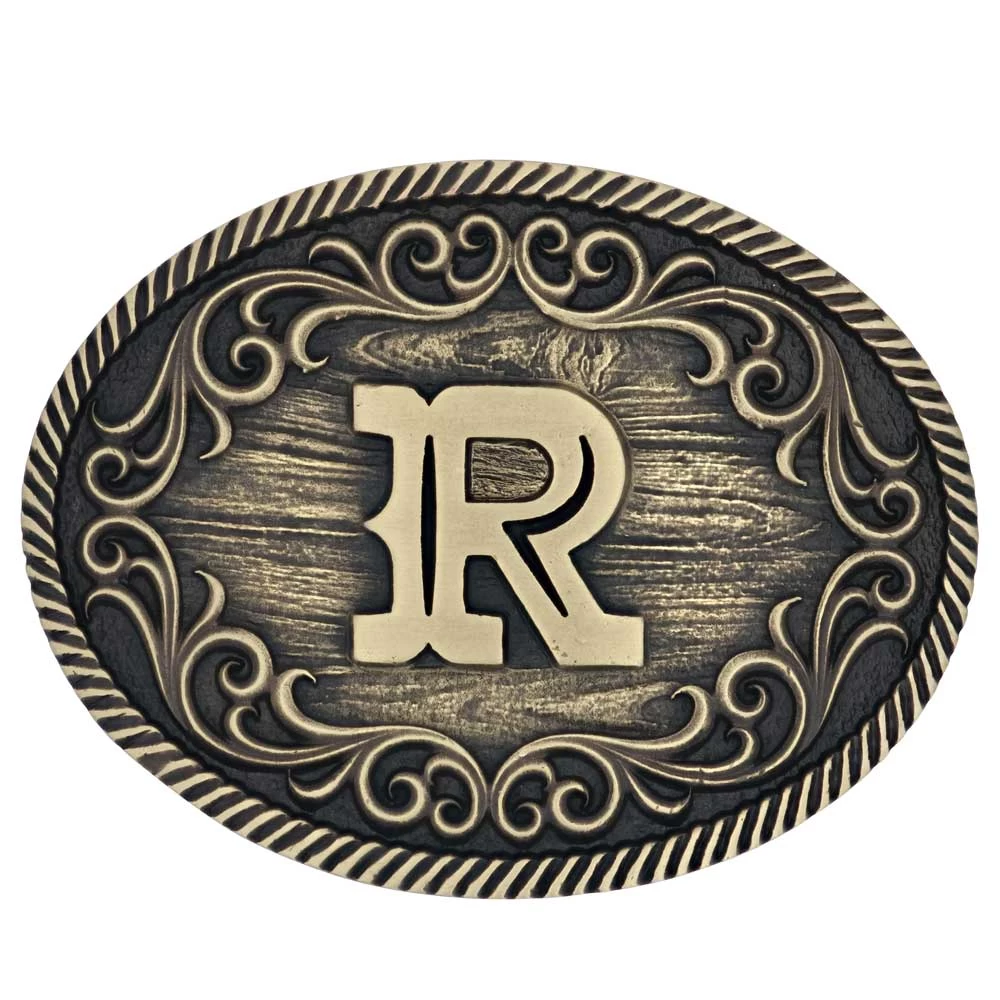 A915 Filigree Initial Attitude Buckle By Montana Silversmiths - Image 11