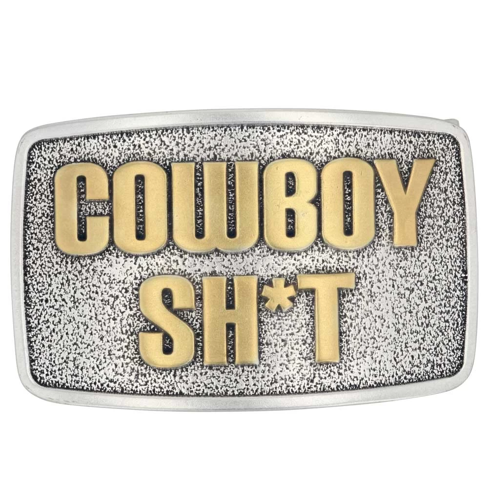 A923cst Cowboy Sh* Rectangular Attitude Buckle By Montana Silversmiths