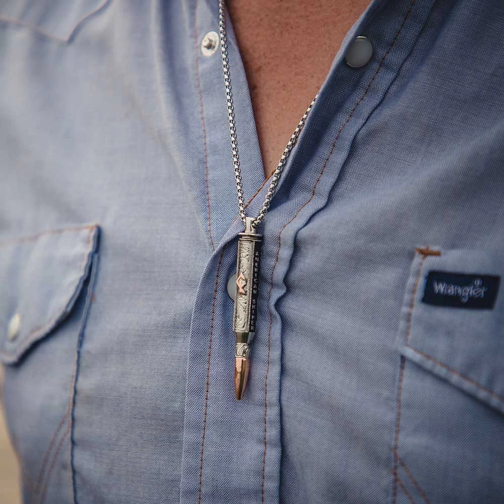 Cknc5104 I'll Cover You Sniper Bullet Necklace By Montana Silversmiths - Image 3
