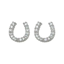 Er1251 Small Crystal Horseshoe Earrings By Montana Silversmiths