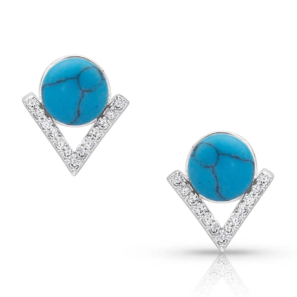 Er4484 Geometric Turquoise Pearl Post Earrings By Montana Silversmiths