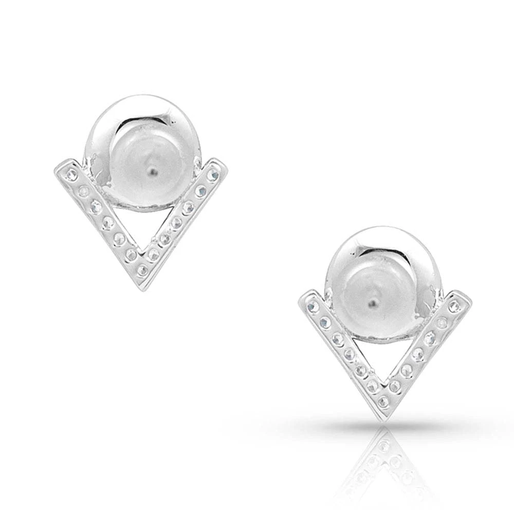 Er4484 Geometric Turquoise Pearl Post Earrings By Montana Silversmiths - Image 3