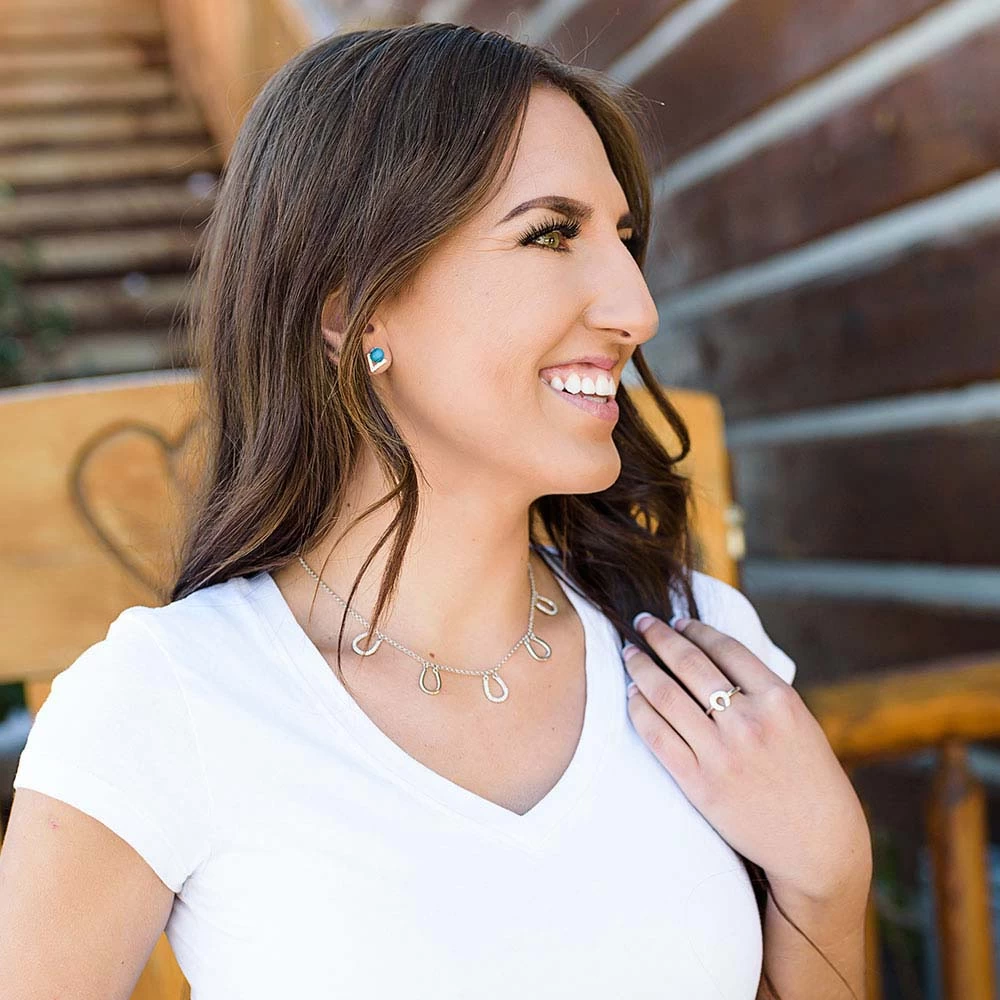 Er4484 Geometric Turquoise Pearl Post Earrings By Montana Silversmiths - Image 2