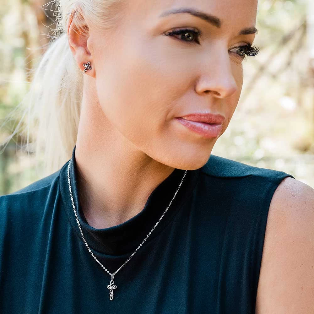 Er5185 Hold Steady Faith Cross Earrings By Montana Silversmiths - Image 2