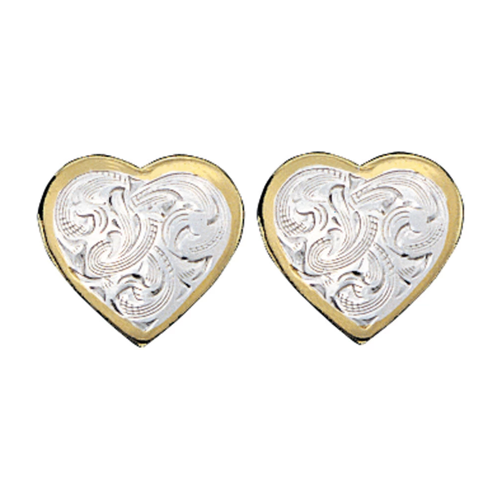 Er69g Two Tone Heart Earrings By Montana Silversmiths