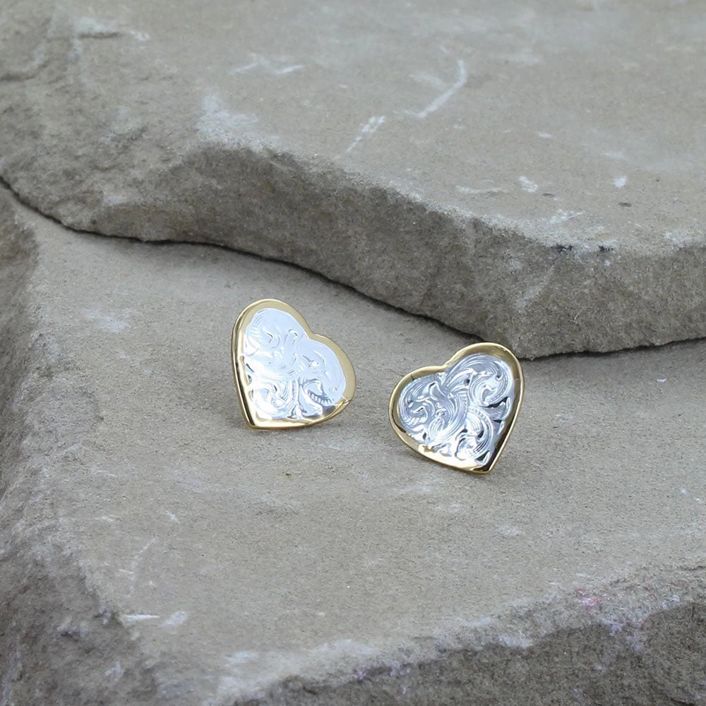 Er69g Two Tone Heart Earrings By Montana Silversmiths - Image 2