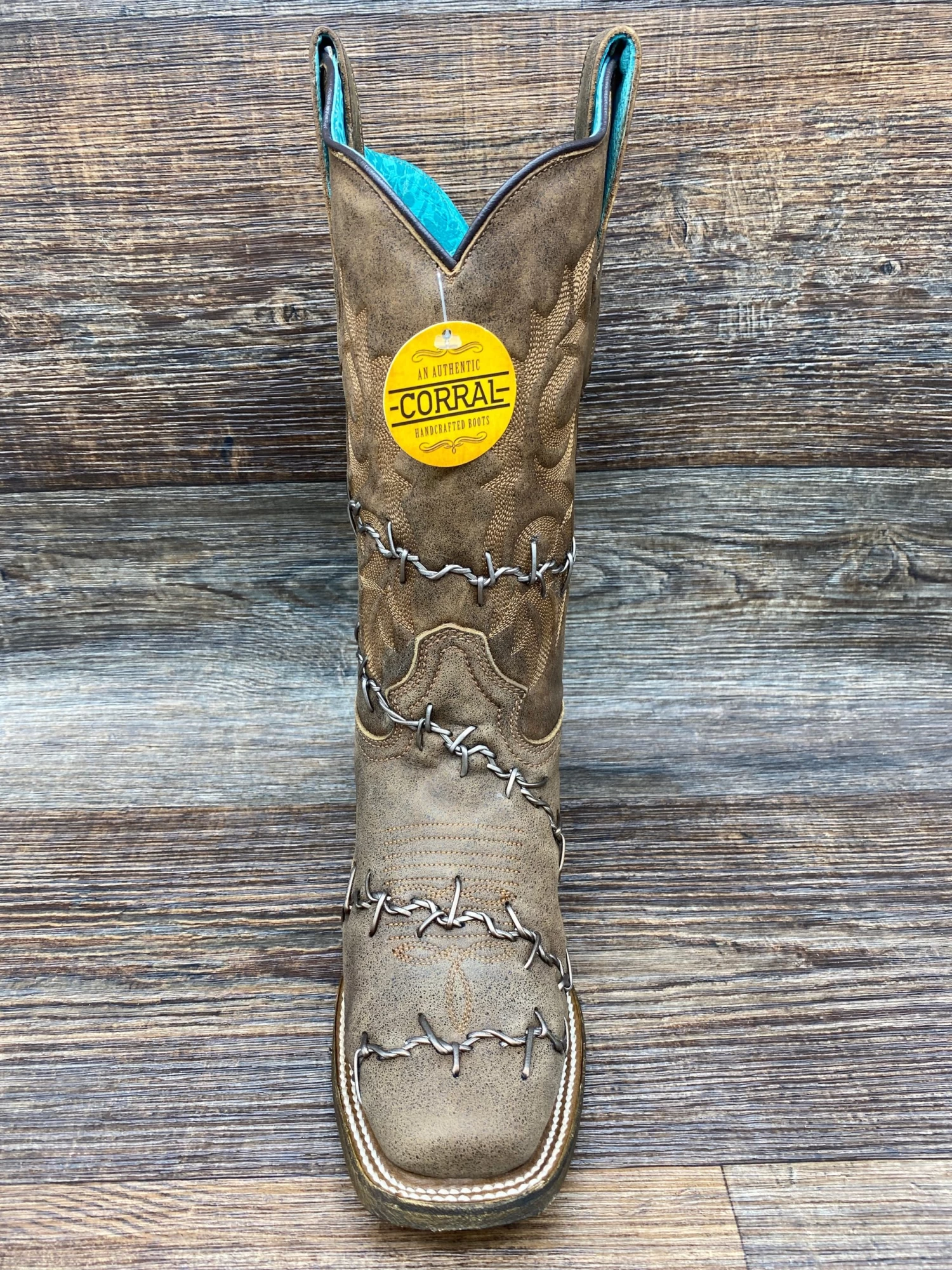 A3815 Women's Square Toe With Woven Barbed Wire Design By Corral - Image 2