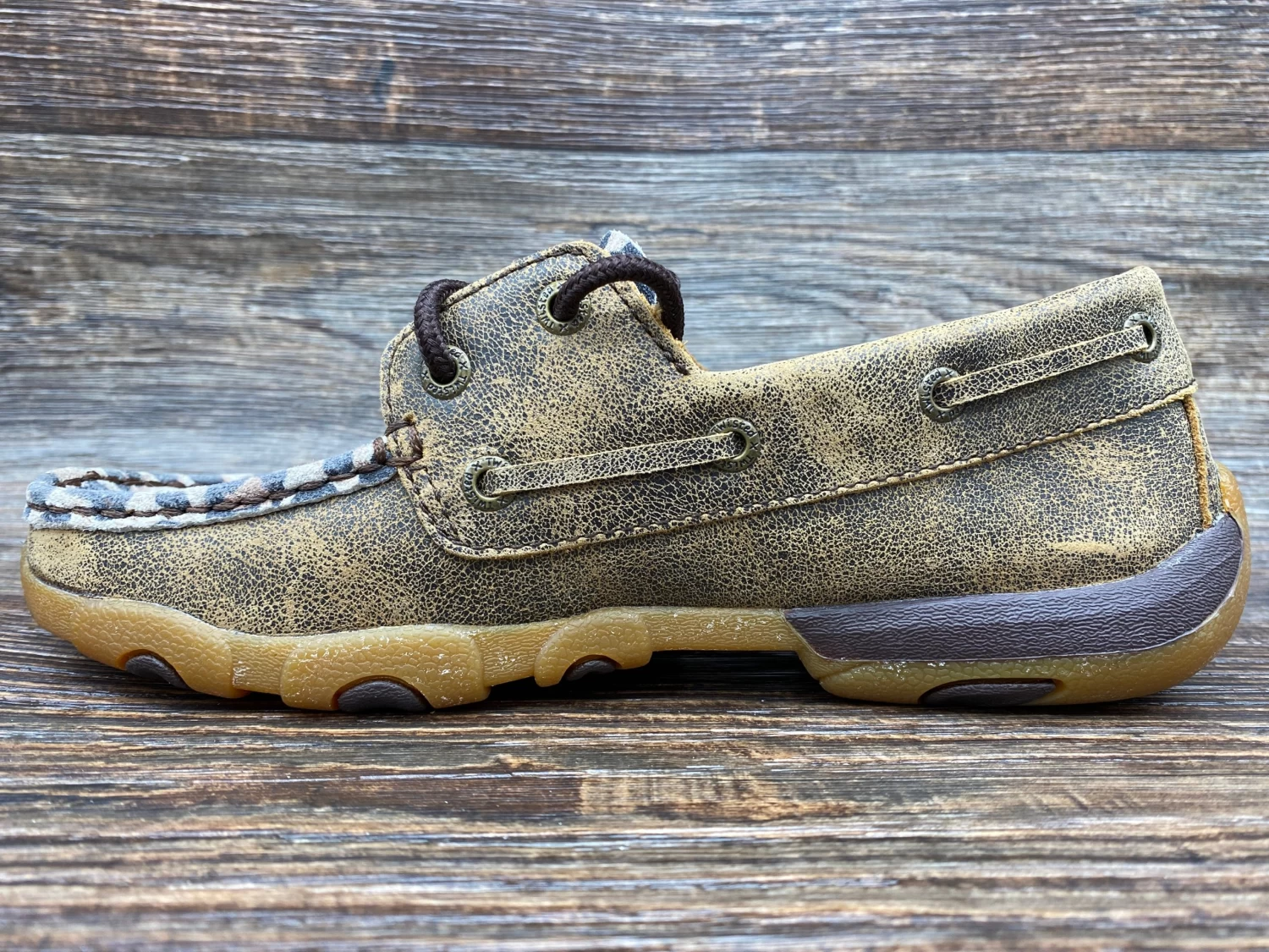 Wdm0057 Women's Distressed Leopard Print Driving Moc By Twisted X - Image 5