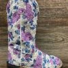 Vb9151 Girl's Square Toe Western Boots - Flower Print Knit With Glitter Underlay By Jama Old West