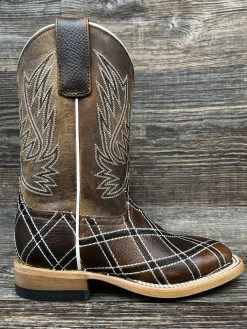 Hpk1082 Kids Moka Sabotage Patch Square Toe Western Boot By Horse Power