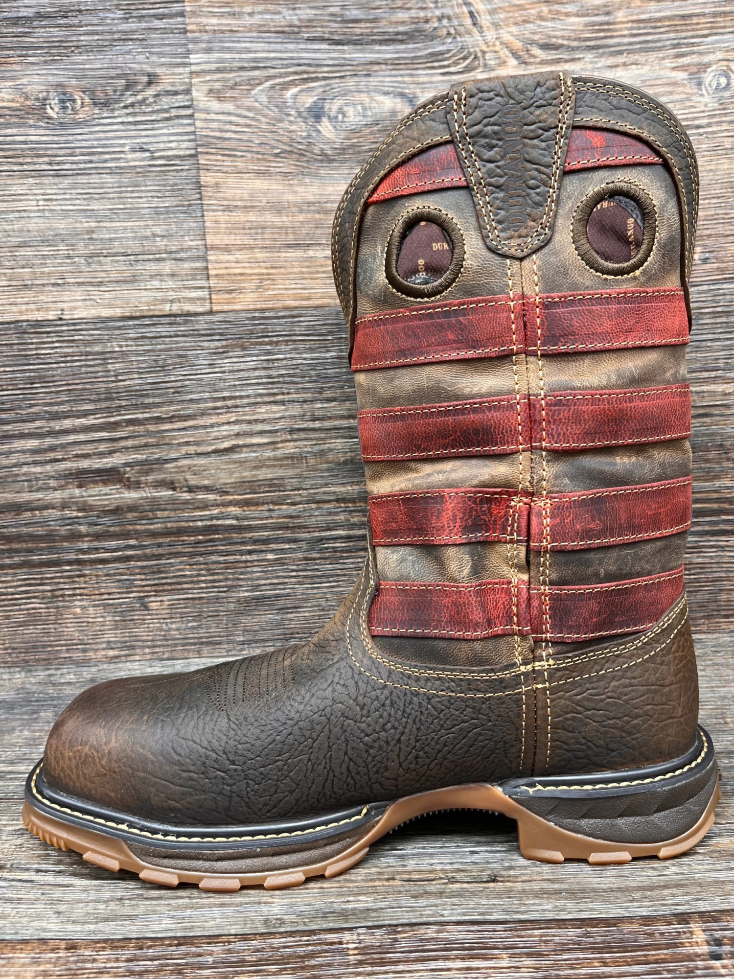 Ddb0366 Men's Maverick Vintage Flag Waterproof Composite Toe Work Boot By Durango - Image 4