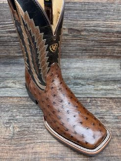 10040304 Men's Quantum Primo Full Quill Ostrich Square Toe Western Boot By Ariat