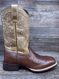 10040344 Men's Night Life Ultra Smooth Quill Ostrich Square Toe Western Boot By Ariat