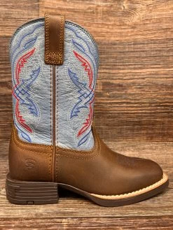 10040247 Kid's Double Kicker Square Toe Western Boot By Ariat