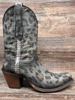 A4246 Women's 10 Inch Grey Leopard Print Square Toe Western Fashion Boot By Corral