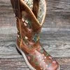 3843c Kid's Floralie Square Toe Western Boot By Smoky Mountain