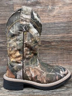 2075c Kid's Wilderness Camo Square Toe Western Boot By Smoky Mountain