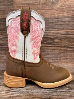 Dbt0242 Girl's Lil' Rebel Pro Square Toe Western Boot By Durango