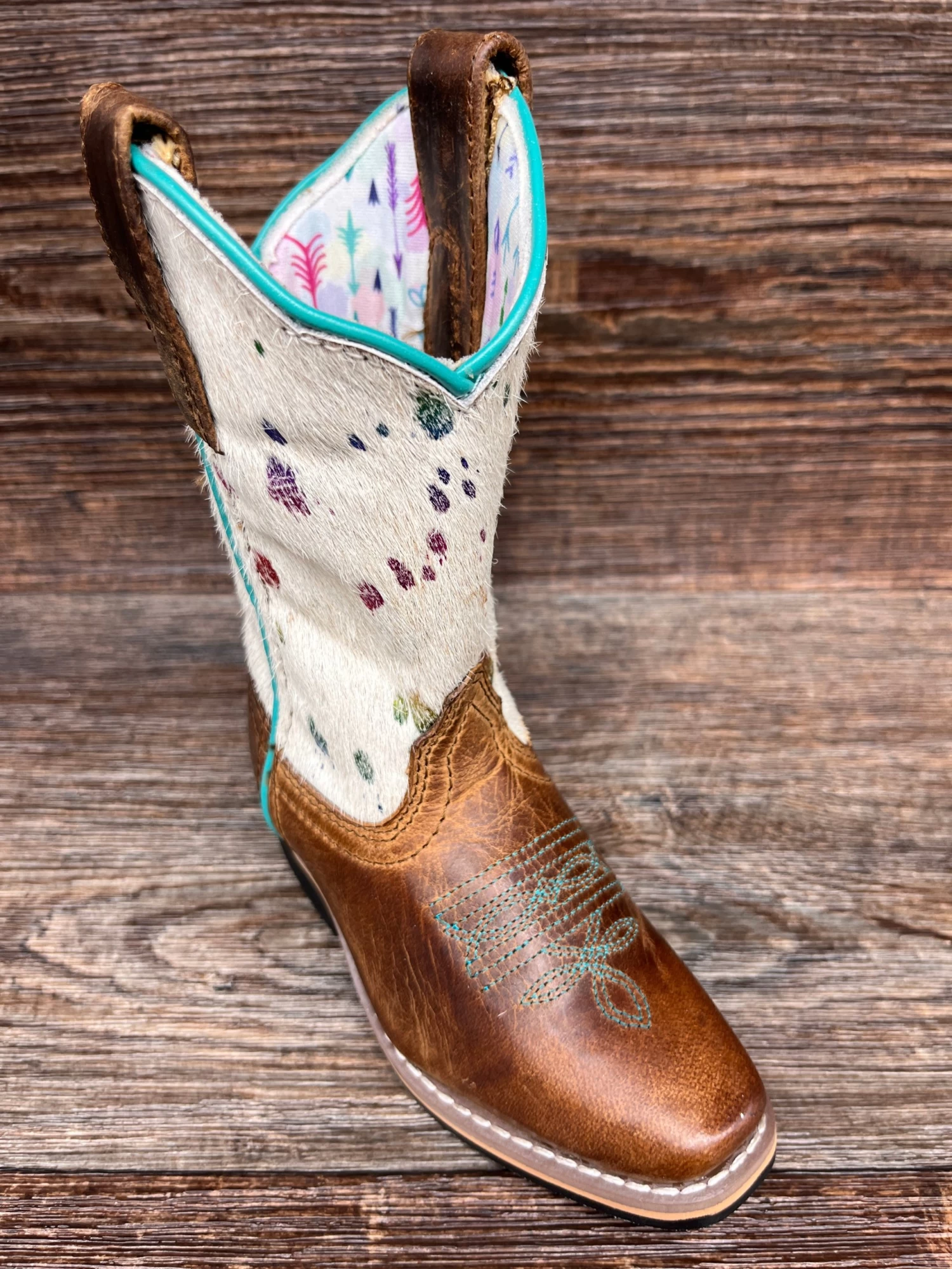 Dpc2908 Girl's Rumi Hair-On Cowhide Western Boot By Dan Post - Image 2