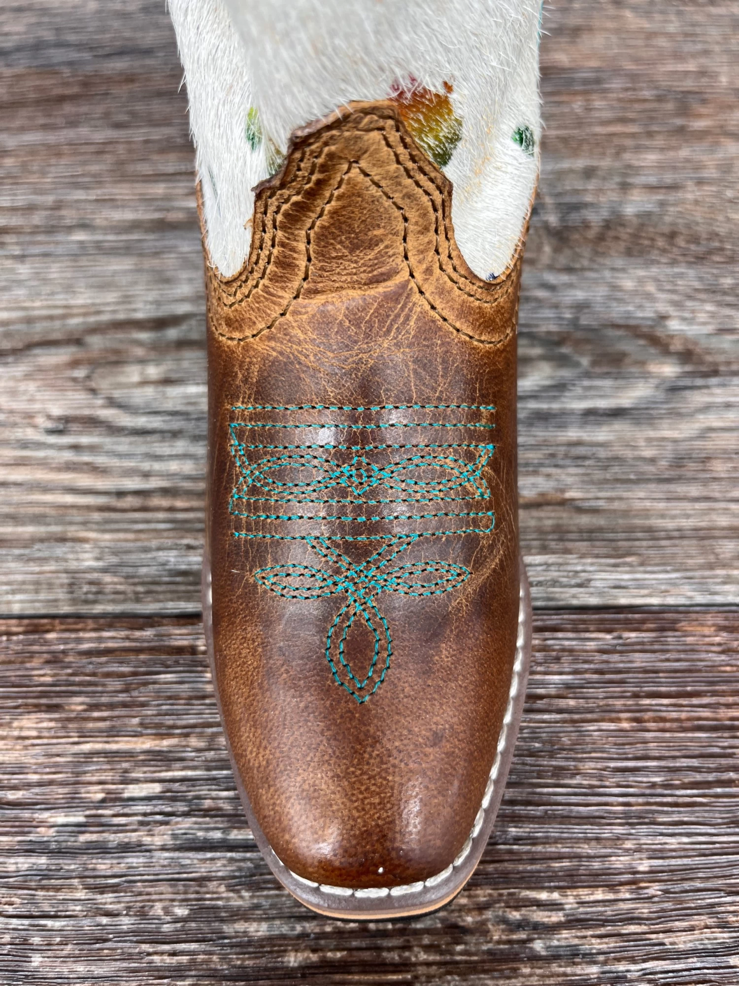 Dpc2908 Girl's Rumi Hair-On Cowhide Western Boot By Dan Post - Image 3