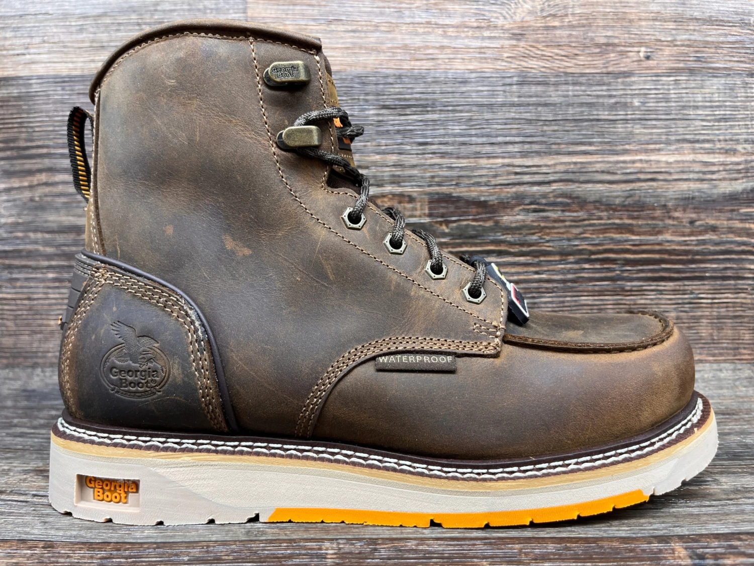 Gb00592 Men's 6 Inch Lace Up AMP LT Composite Safety Toe Work Boot By Georgia