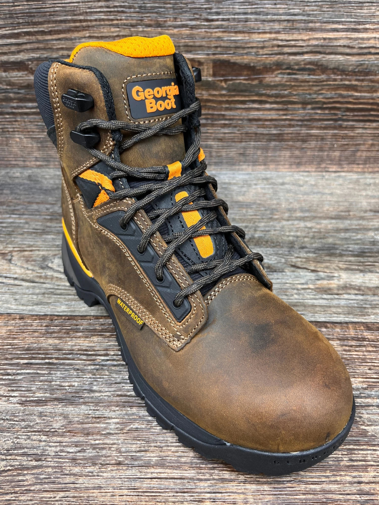 Gb00596 Men's 6 Inch Soft Toe Waterproof Lace Up Work Boot By Georgia - Image 2