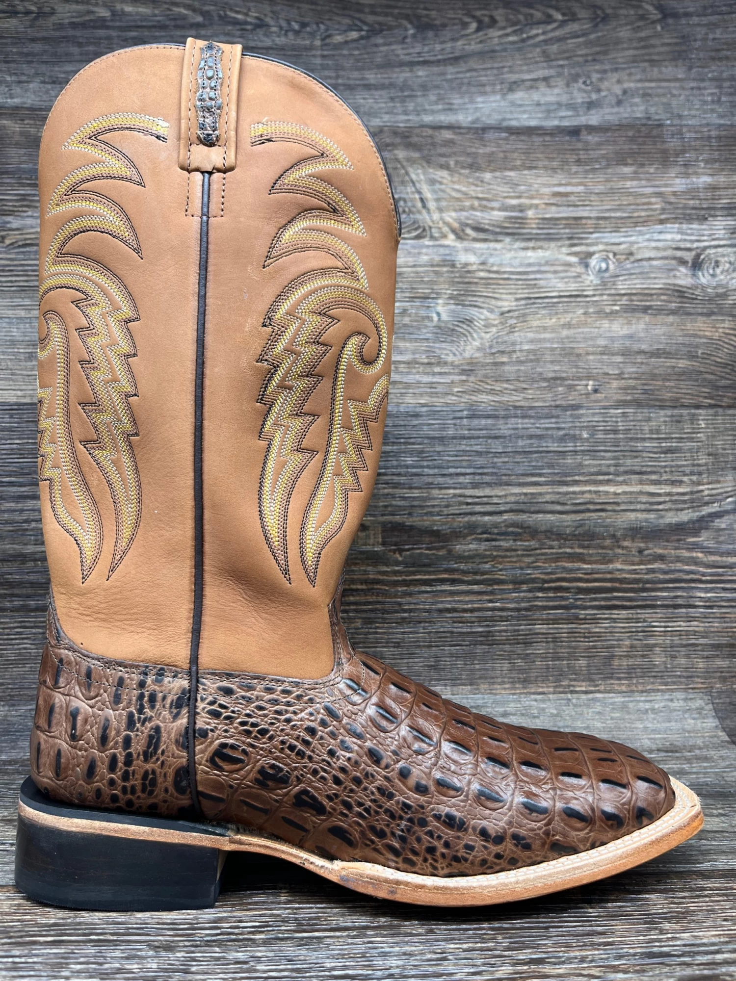 Bsm1886 Men's Cowhide Alligator Print Square Toe Western Boots By Old West