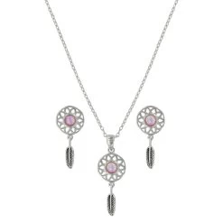 Js3853 Pink Opal Dreamcatcher Jewelry Set By Montana Silversmiths
