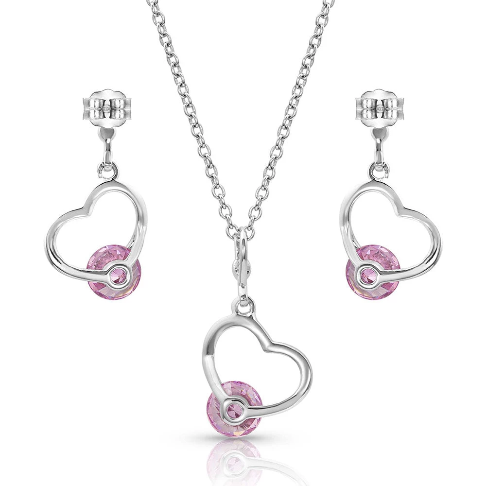 Js4378 A Drop Of Pink Heart Jewelry Set By Montana Silversmiths - Image 2
