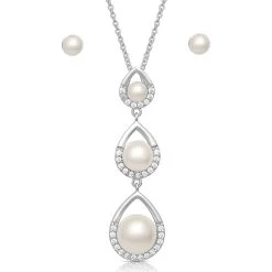 Js4812 Pearl Teardrop Jewelry Set By Montana Silversmiths
