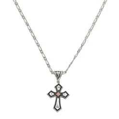 Nc1161 Antique Copper Diamond Cross Necklace By Montana Silversmiths