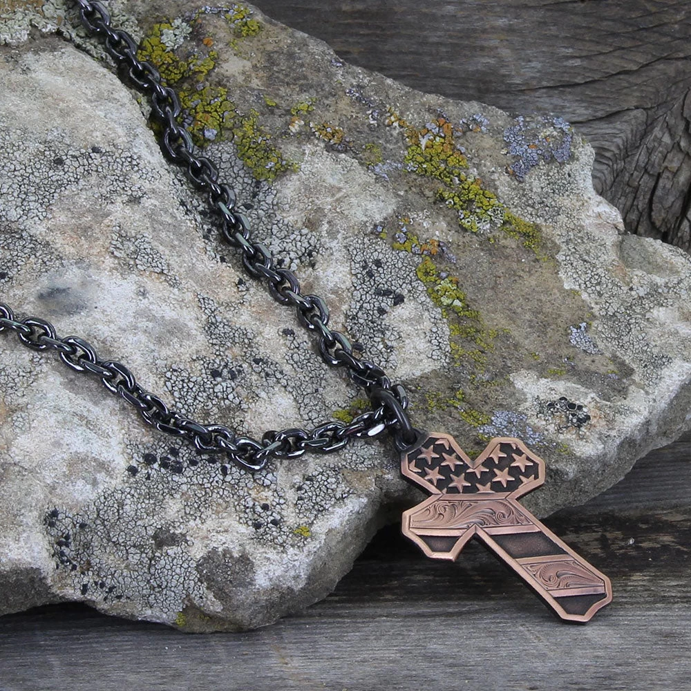 Nc3771blb Faded Glory Cross Necklace By Montana Silversmiths - Image 3