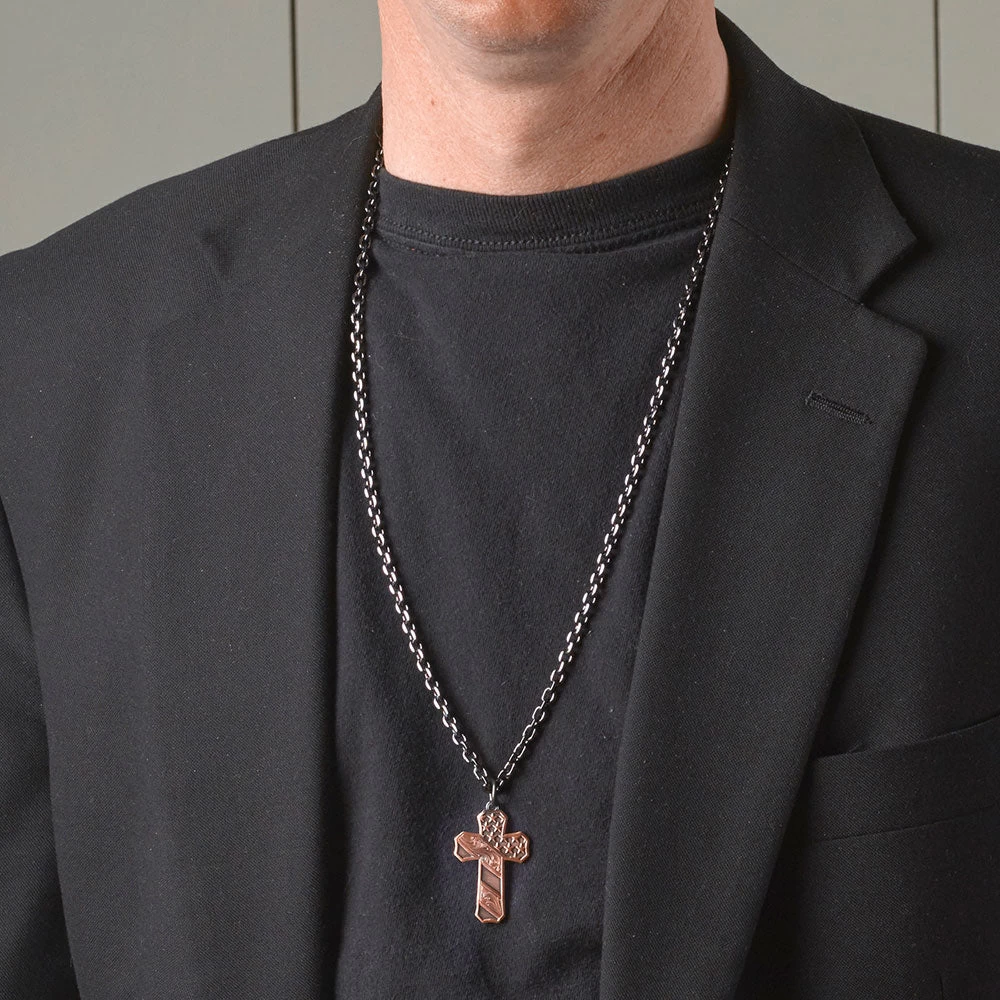 Nc3771blb Faded Glory Cross Necklace By Montana Silversmiths - Image 2